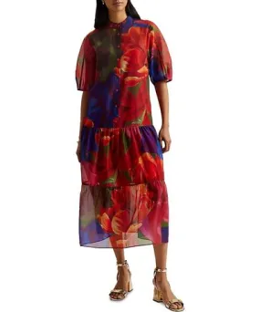 Ted Baker Miru Organza Tropical Bloom Midi Dress