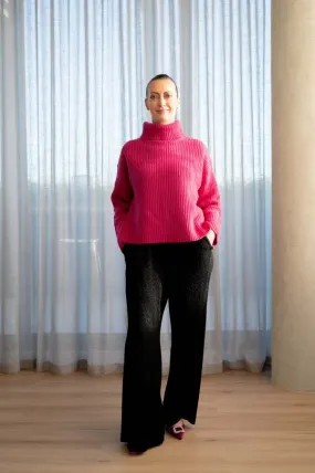 Textured Turtleneck - Fuchsia