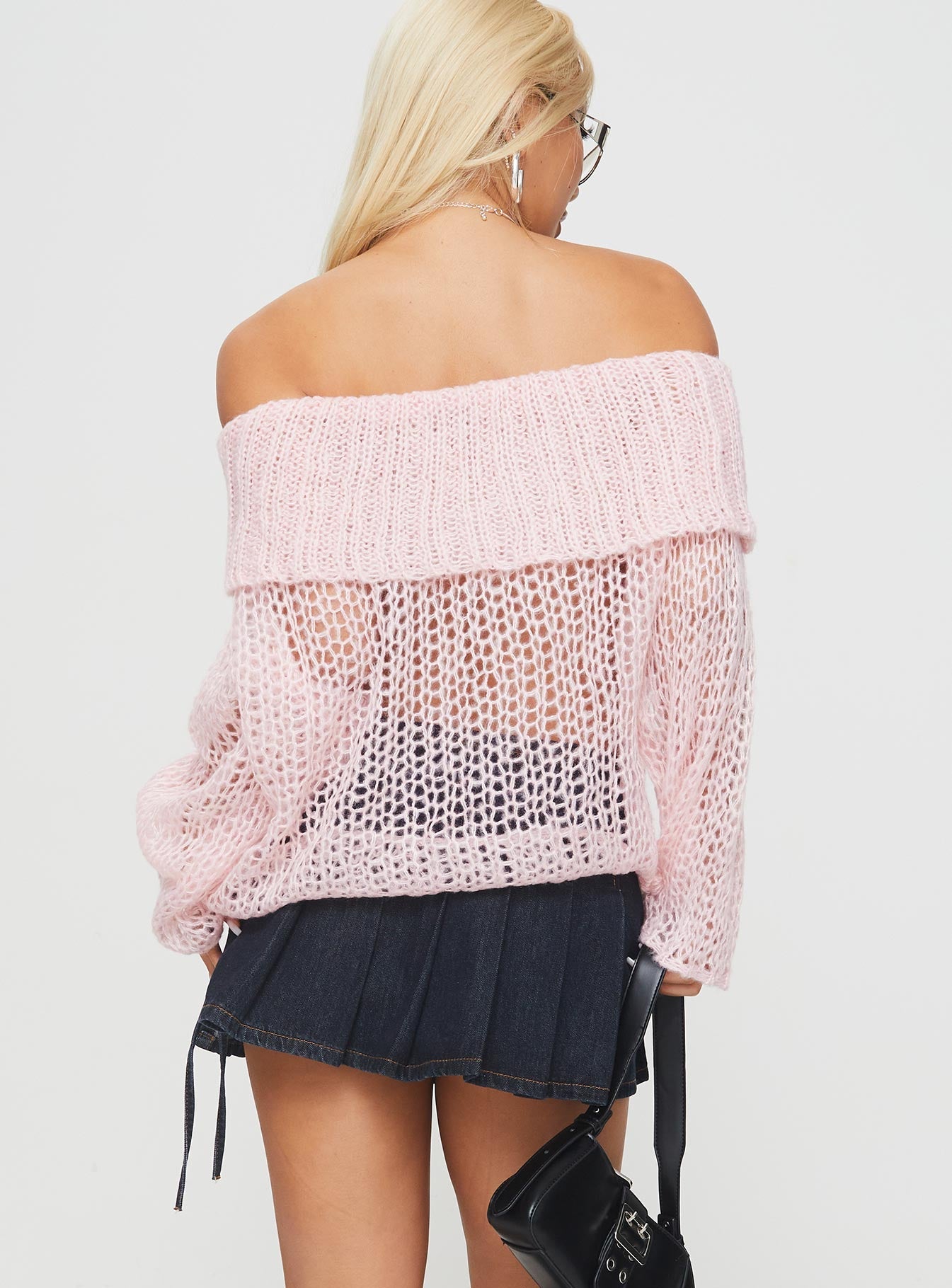 Trapok Off The Shoulder Sweater Pink