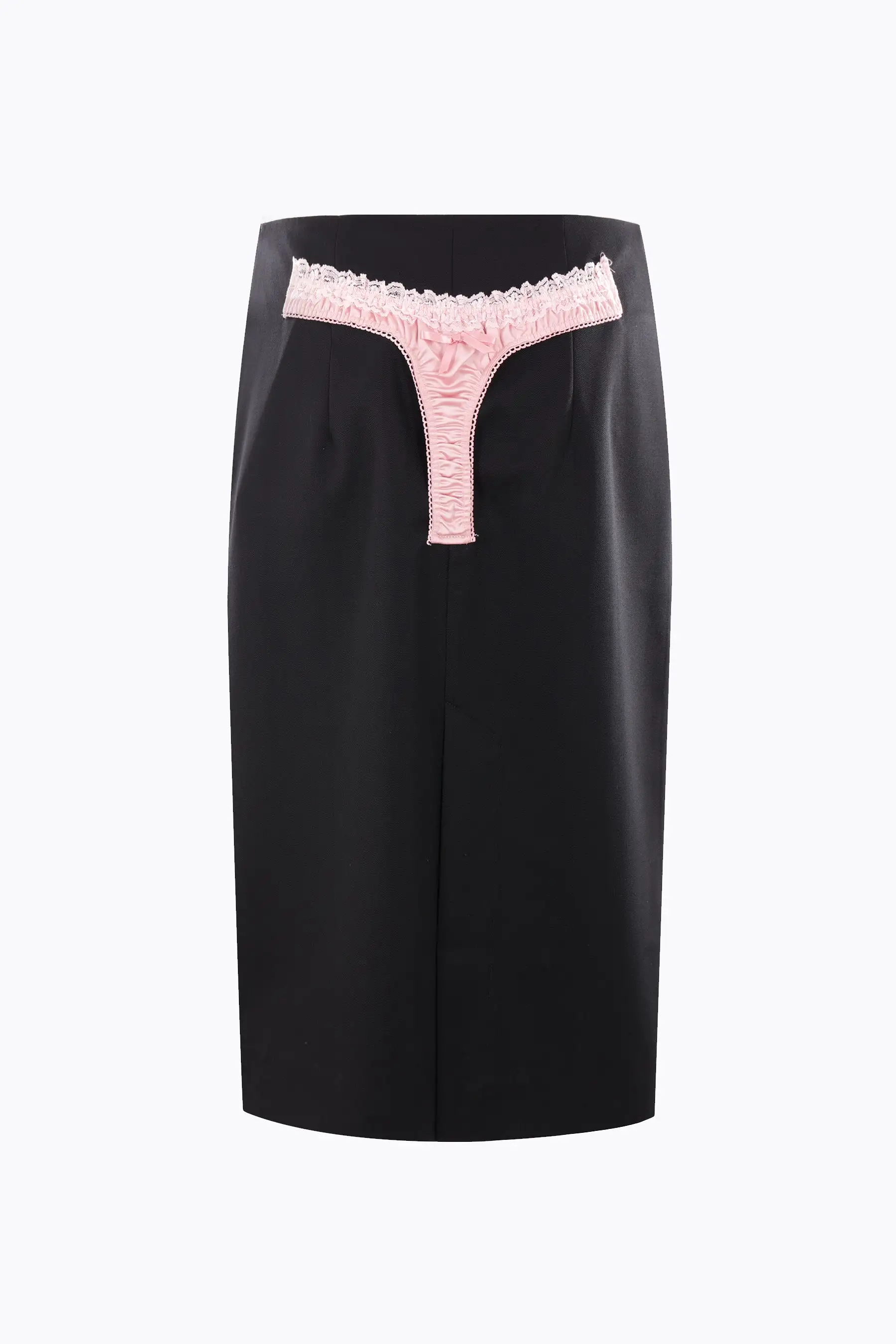 twill midi skirt with slip insert