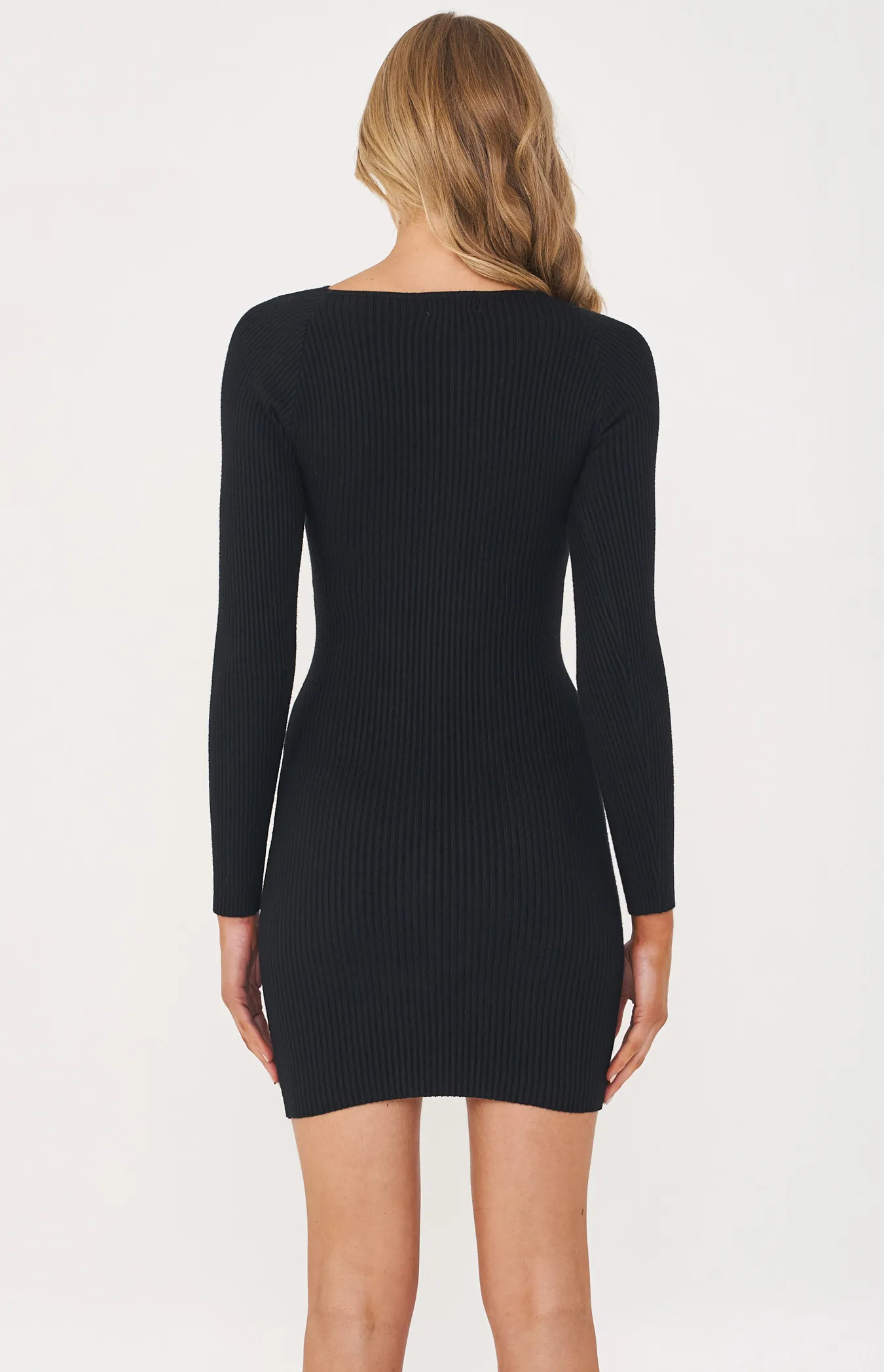 Twist Cut Out Neckline Knit Mini Dress (WKN396)