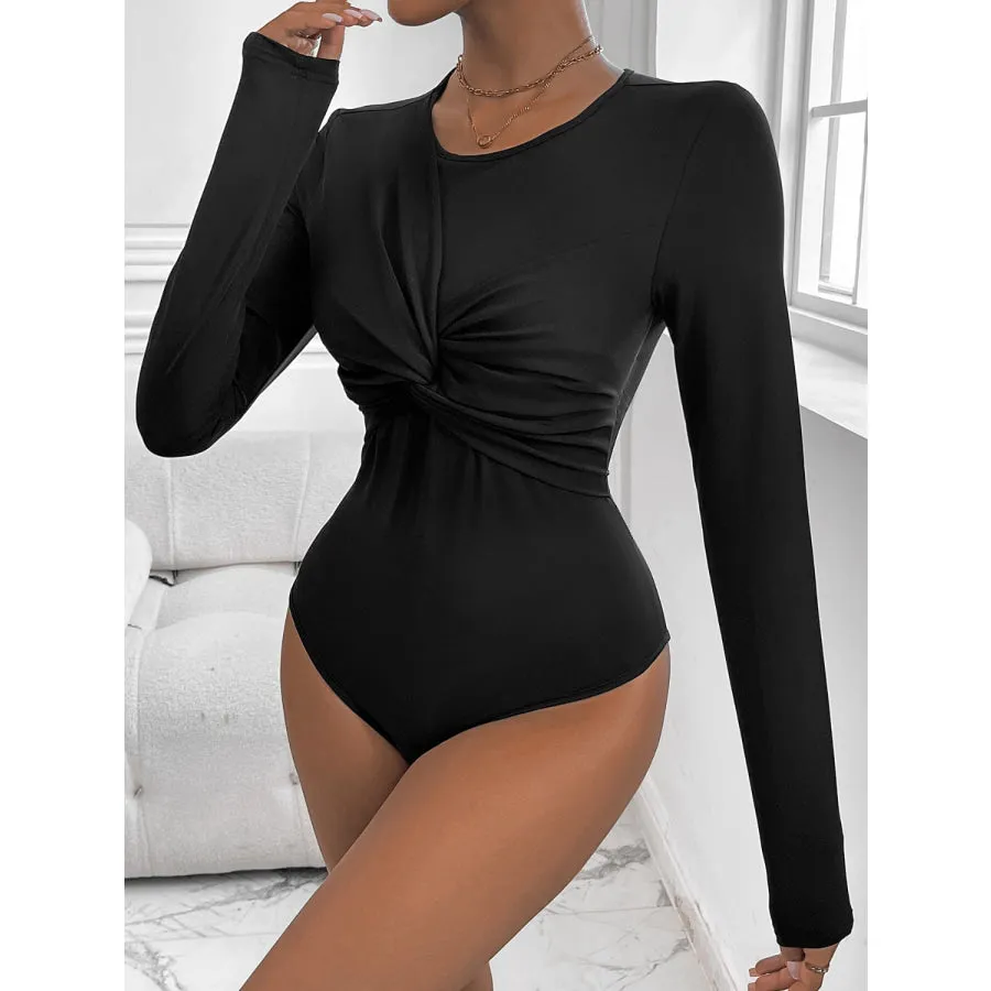 Twisted Round Neck Long Sleeve Bodysuit