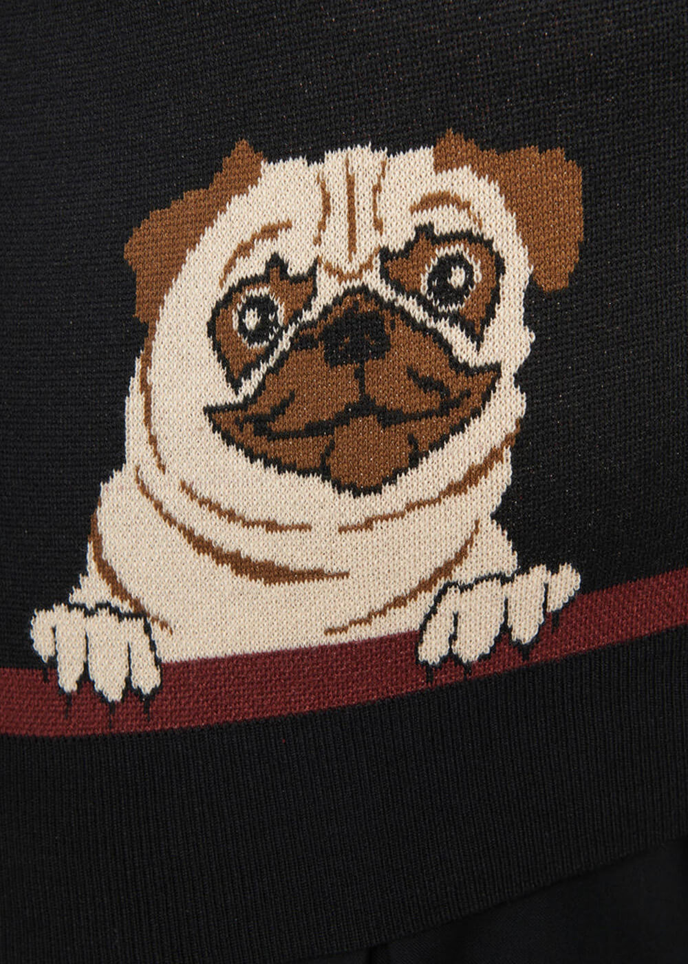 Unique Vintage Shelly Pug 50's Jumper Black Brown