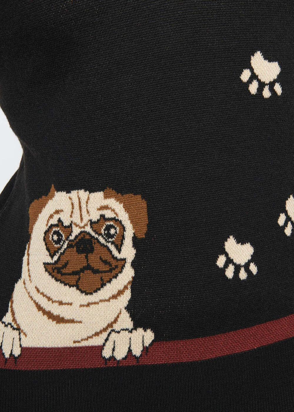 Unique Vintage Shelly Pug 50's Jumper Black Brown