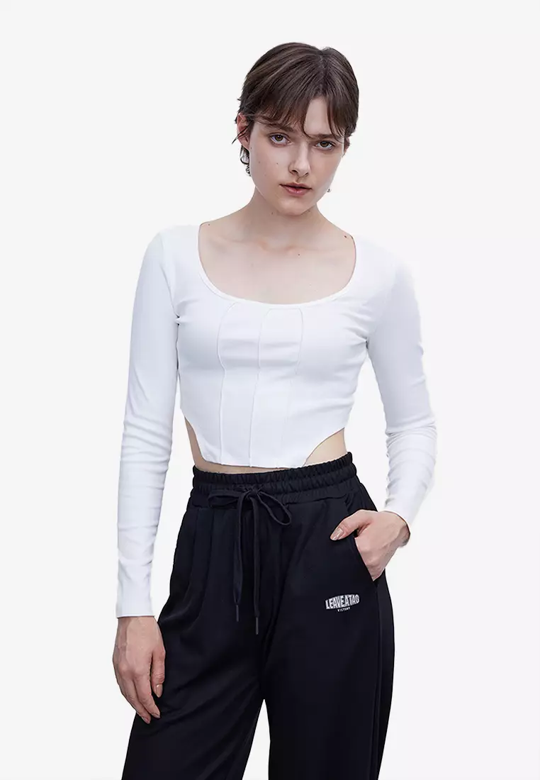 Urban Revivo Corset Long Sleeve Crop Top