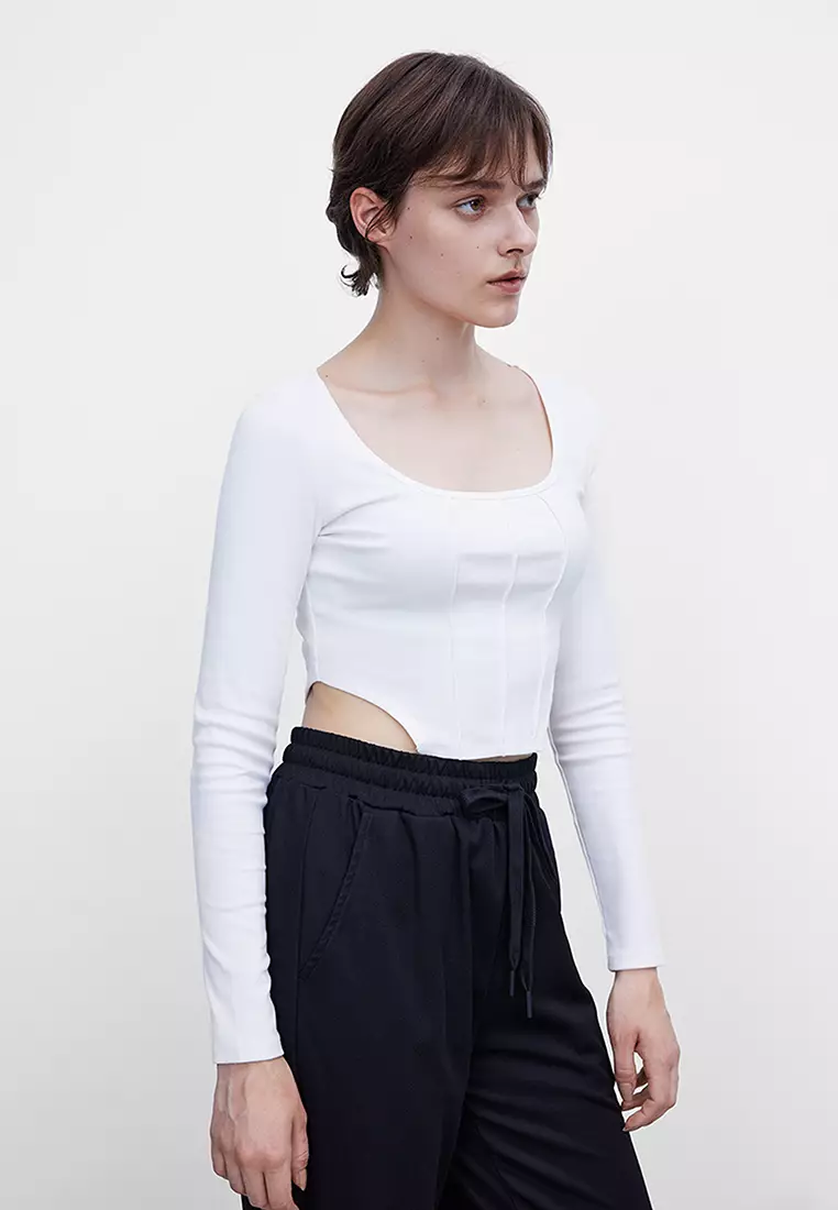 Urban Revivo Corset Long Sleeve Crop Top