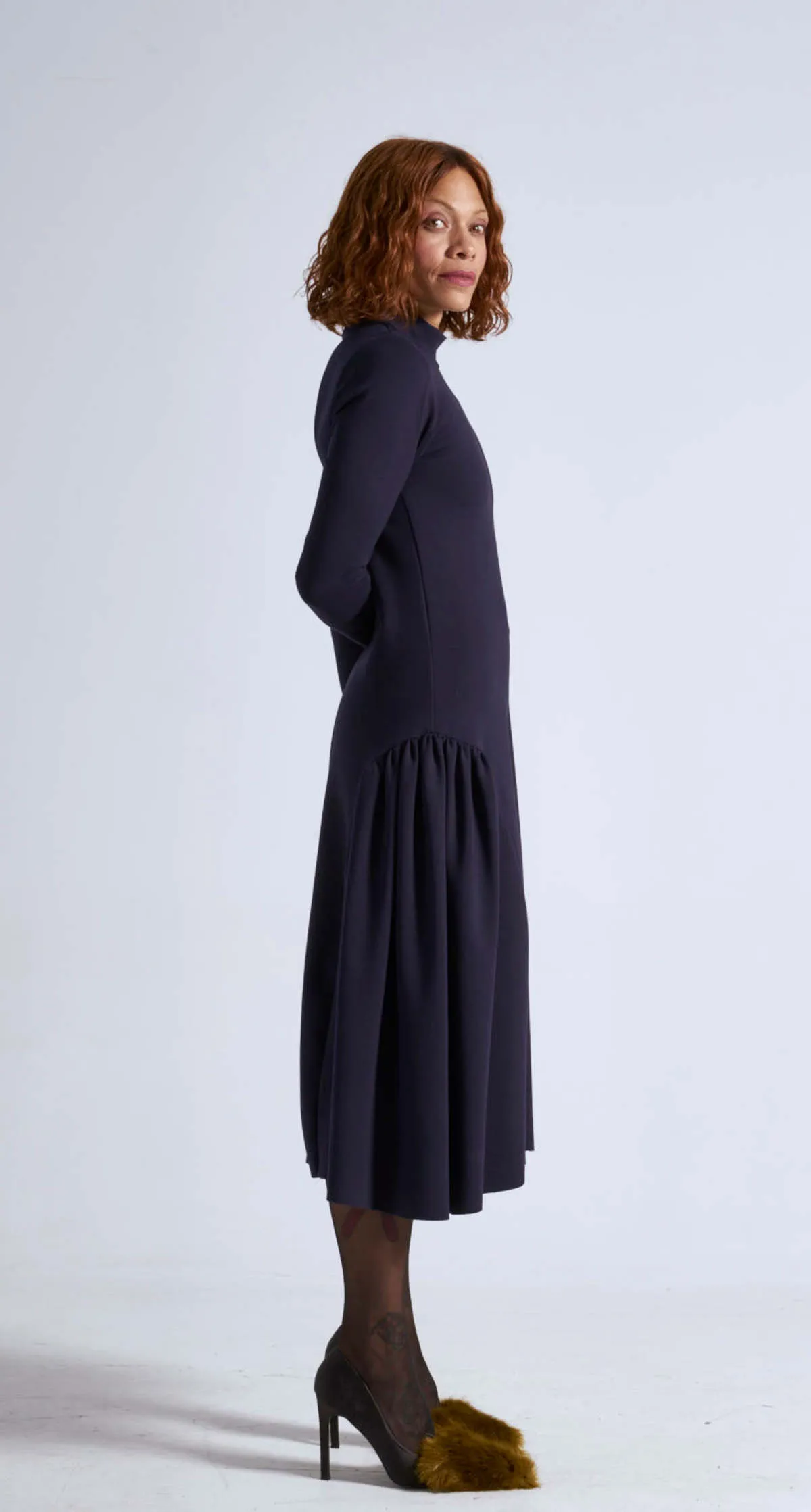 Veronica Turtleneck Dress - Navy