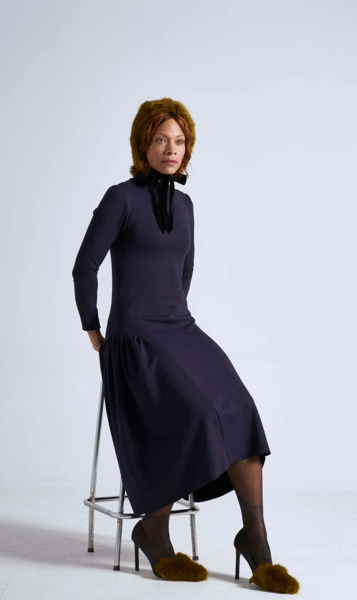 Veronica Turtleneck Dress - Navy