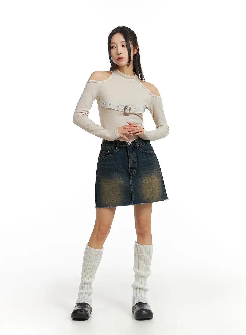 Washed Denim Mini Skirt CJ416