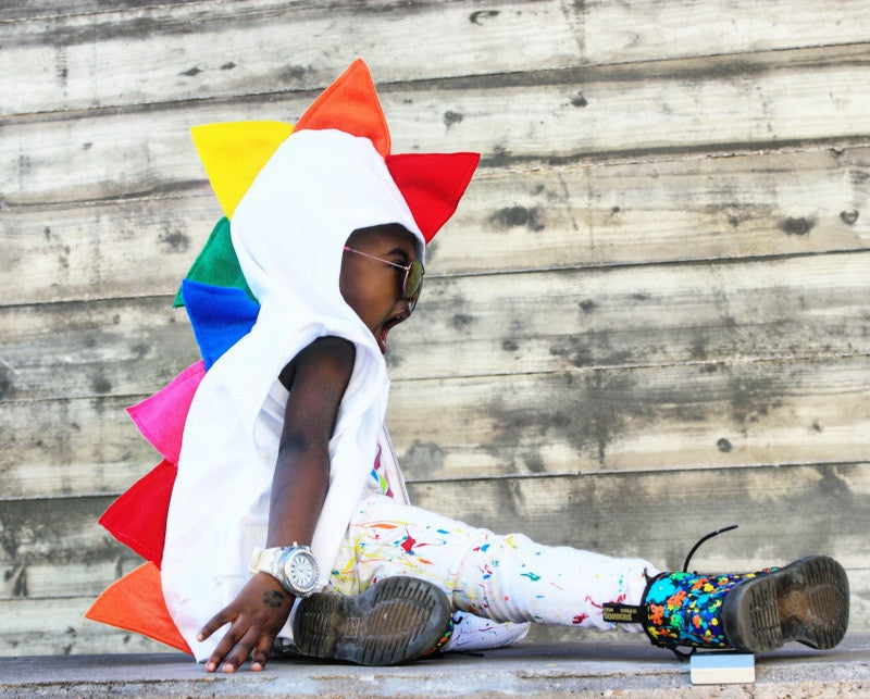 White + Rainbow Spike Hoodie