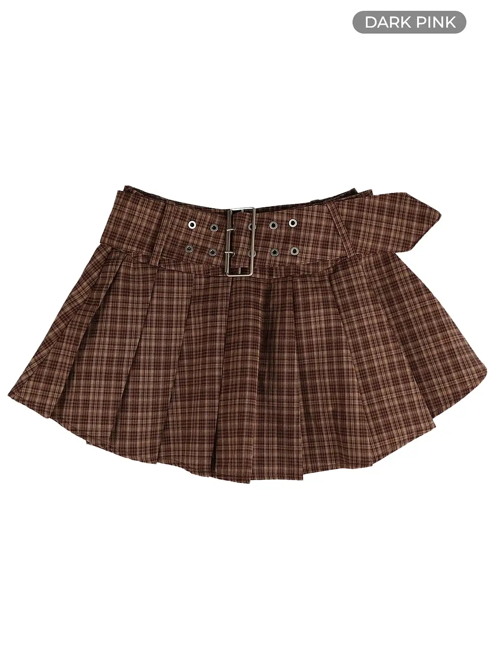 Wide Belt Checkered Mini Skirt CF429