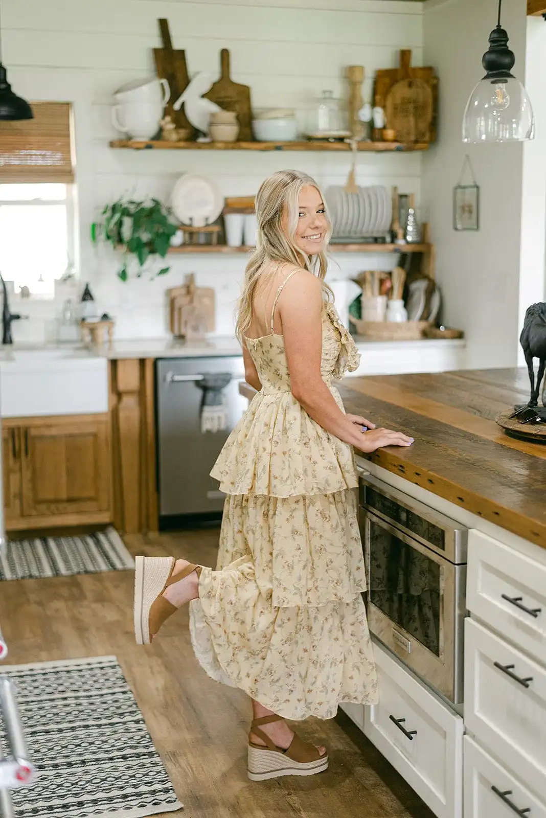 Yellow Floral Bow Front Midi Dress