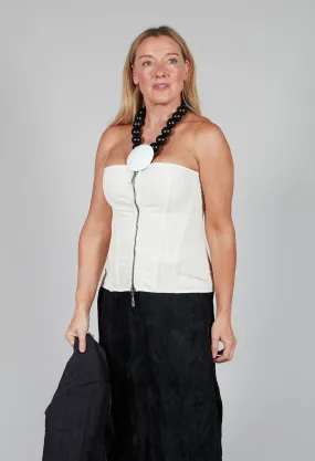 Zipper Fastening Corset Top in Chalk