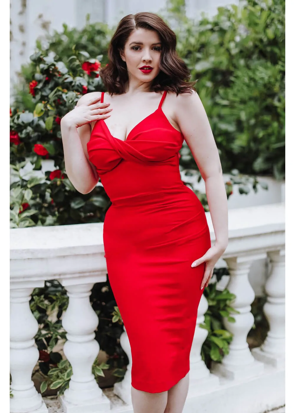 Zoe Vine Rae 50's Pencil Dress Red